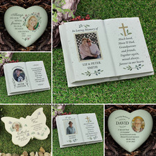 PERSONALISED REMEMBRANCE Grave PHOTO Memorial Ornaments Stones Plaque Gifts Idea