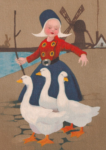 Vintage postcard dutch girl - vintage,