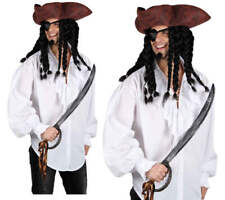 Adult Pirate Shirt Ruffle Front Buccaneer Mens Fancy Dress Costume Caribbean