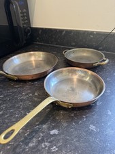 Copper Pans Set of 3 with Frying Pan French Vintage