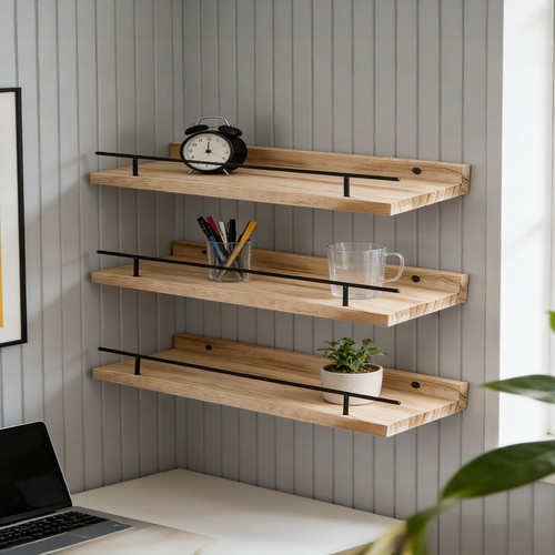 3pcs floating solid wood shelf - floating,