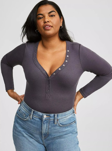 Torrid plus ribbed henley - plus,