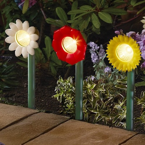 Flower stake lights - lights, 3pk