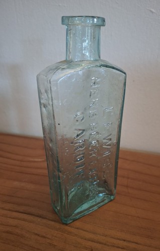 Antique aqua glass bottle - aqua,