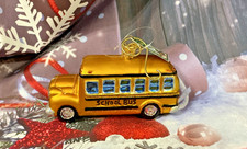 Old World Christmas School Bus Glass Ornament with Tag 2003
