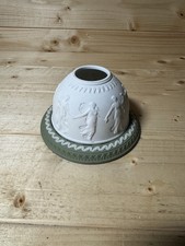 Wedgwood Dancing Hours Jasperware Sage Green Lithophane Tea Light Candle Holder
