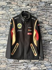 LOTUS F1 Team Large Black Zip Up Jacket With Patches Fleece Lined Size Medium