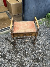 Edwardian Antique Piano Stool with Under Seat Storage, Mahogany Wooden, c.1910