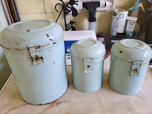 Antique set 1940 tins - antique,
