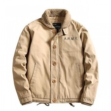 Men Deck Jacket Military Uniform Motorcycle Coat warm-lined Thicken Warm