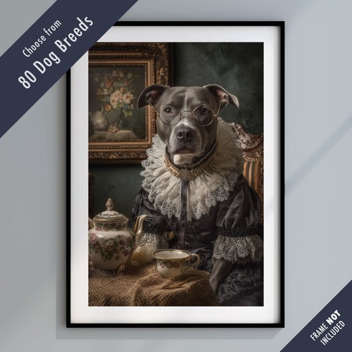 Dressed dog tea party - dressed, portrait