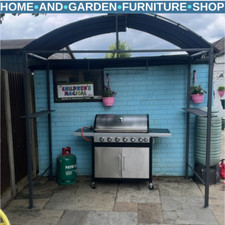 BBQ Gazebo Garden Canopy Tent Metal Frame Shelter for Cooking or Smoking Brown