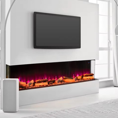 Led fireplace media wall fire - led,