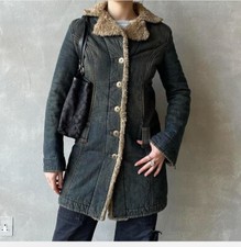 Rare Vintage Miss SIXTY FAUX FUR DENIM COAT Size M