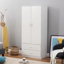 White 2 Door Double Wardrobe