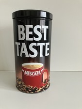 Vintage Nescafé Coffee Best Taste Large Metal Storage  Tin H22cm With Lid 