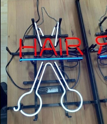 Hair cut faxing - scissors, neon