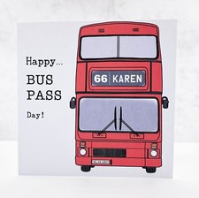 Personalised Bus Pass Birthday Card OAP Birthday Card 66th Birthday Card Friend