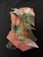 FREEFORM GLASS DISH MULTI FUSED ART GLASS DISH VINTAGE ~ 29cm Long ~ RARE