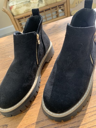 Ladies black faux suede ankle - ladies,