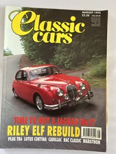 Classic Cars Magazine Jaguar Mk2 & Riley Elf Rebuild, Lotus Cortina  August 1992
