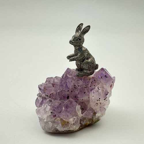 Vintage small pewter bunny - vintage,