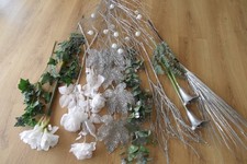 Job Lot Of Artificial Flowers. - White Green Silver