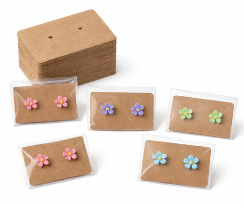 Brown earring display - display, cards