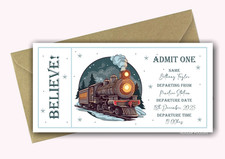 Personalised Polar Express Train Ticket Travel Keepsake Santa Visit Christmas