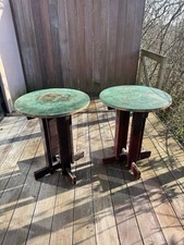 Pair Of 1930s Side/tea Tables With Verdigris Copper Tops