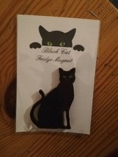 Black Cat Fridge Magnet - 6 x