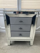 Italian 3 Draw Bedside Table  Mirrored