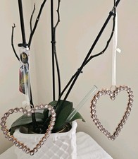 Hanging Heart Decorations X2 Acrylic Crystal / Gold Effect Decor