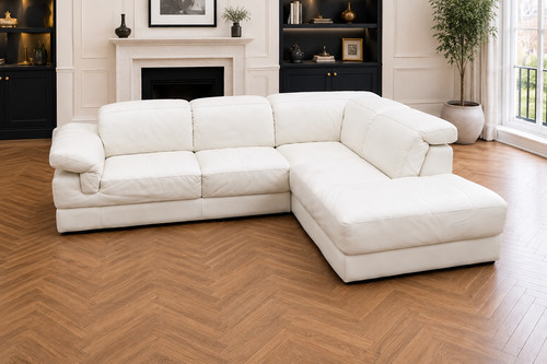 Natuzzi cream leather corner - cream,