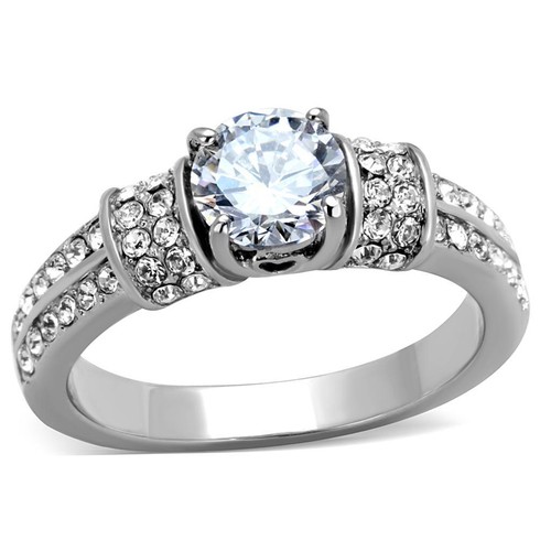 Ladies silver ring pave - ring,