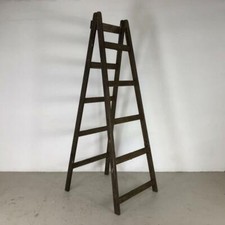 OLD RUSTIC VINTAGE WOODEN TRESTLE LADDER LINEN RACK TOWEL RAIL DISPLAY #2705