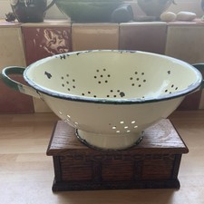Vintage Enamel Colander Cream