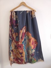 Powder Design Navy Mix Luxurious Hare Rabbit Print Soft Scarf Art - 28.5" X 73"