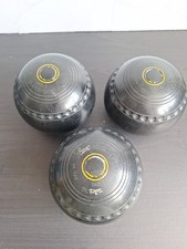 Vintage Henselite Super Grip Lawn Bowls Size 2 Black 992 TN B.I.B.C F95 X 3