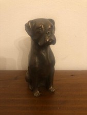 Vintage "Dutton 90" bronze coloured sitting Boxer Dog Figerine. damage.