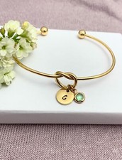 Gold Love Knot Bangle Initial