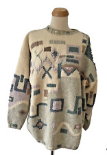 Paco Vintage 80s  Chunky  Oversized Slouch Jumper Size L  Wool Cream Mix