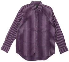 SAVILE ROW Purple Grey Long Sleeve Stripe Cotton Formal Work Shirt | Size 15.5"