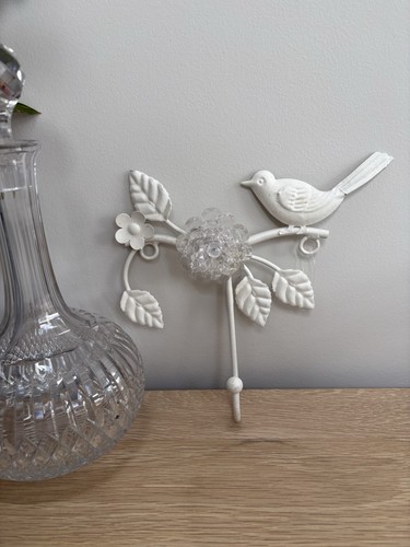 White painted metal bird - metal,