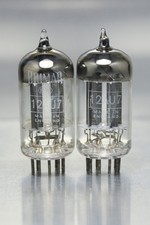 2x BRIMAR 12AU7 Valves Tubes 1952 []-getter Eq ECC82 CV491 B329 CV4003 M8136