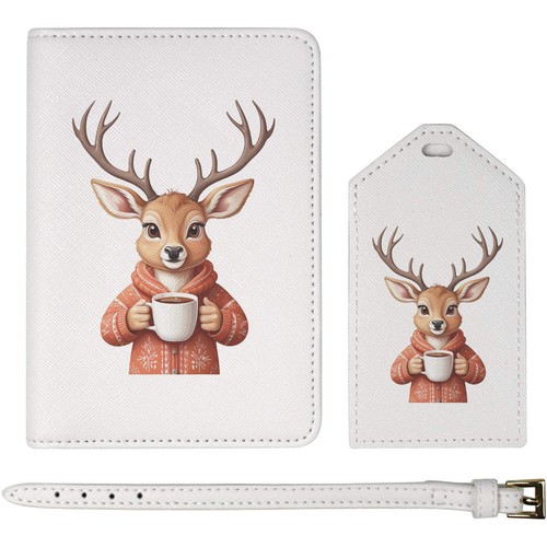 Deer holding mug - holding, tea'