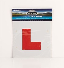 Equip ELP009 Multifix L & P Plates Twin Pack Easy Fit Learner New Driver Safety