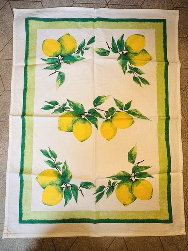 Vintage lemon print tea - lemon, towel