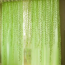 Simple Leaves Printing Voile Curtain For Family Party Home Decoration