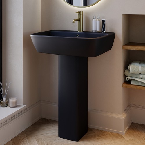 Matt black full - black, basin